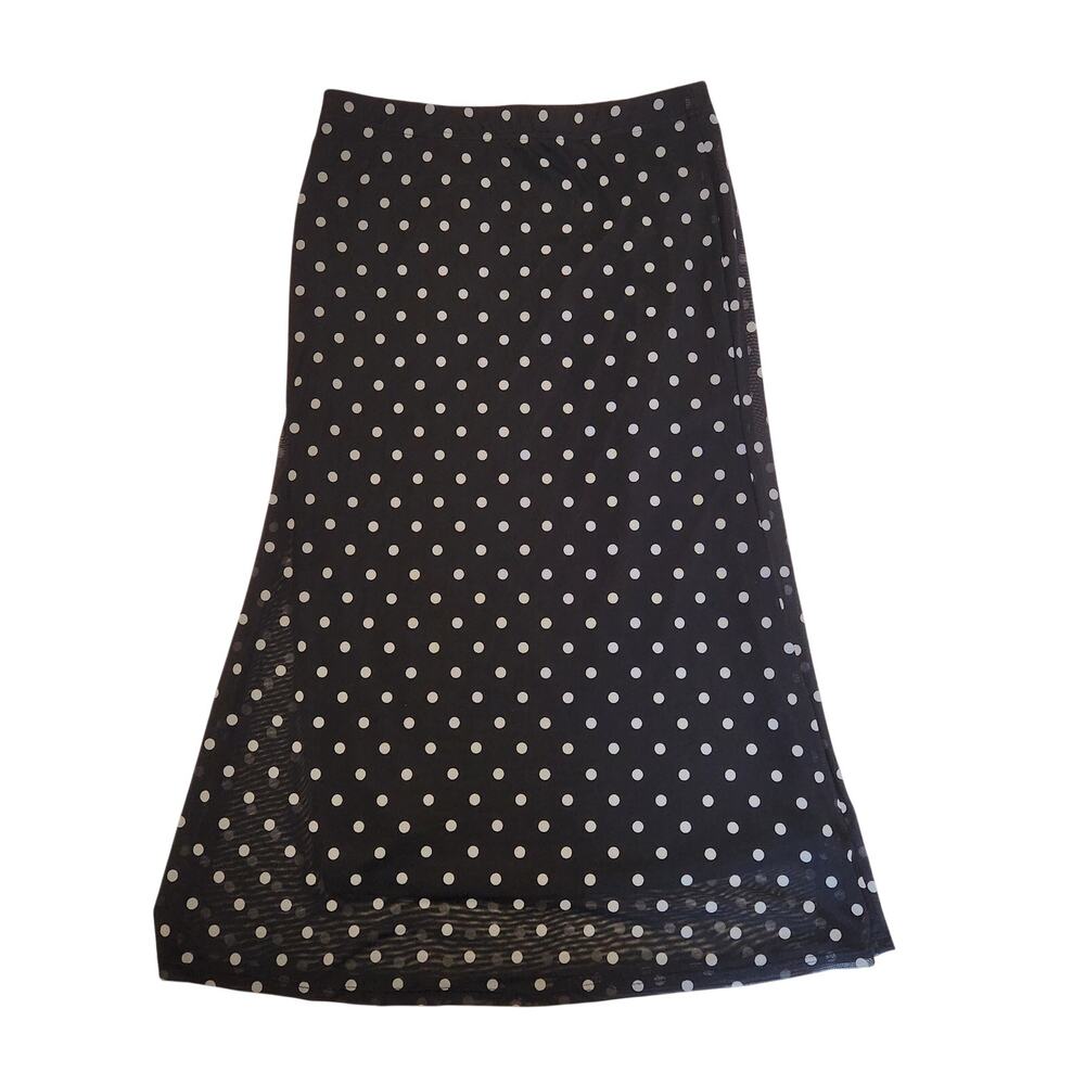 SHEIN Black and White Polka Dot Maxi Skirt Size L (US 8/10)
